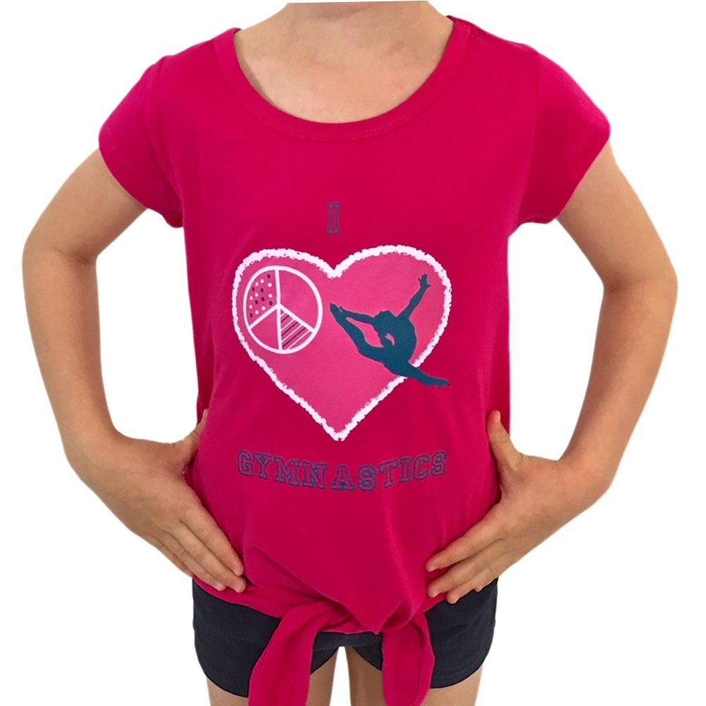 I love Gymnastics Tee Girls T-shirt top NEW!